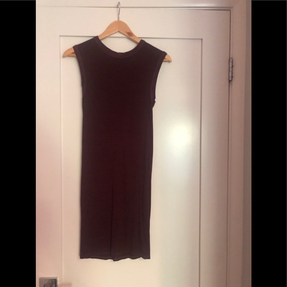 Enza Costa Burgundy Ribbed Sleeveless Tank Mini Dress S